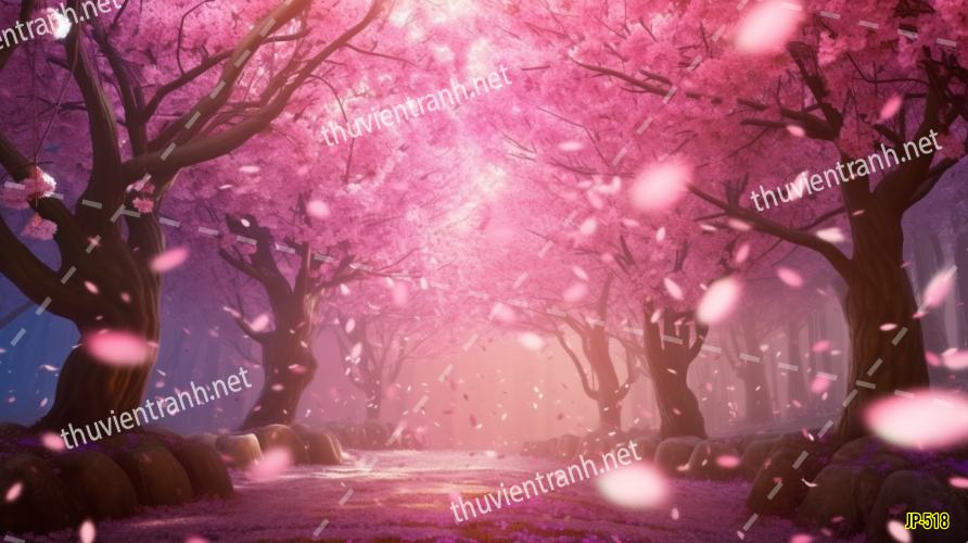 Tranh dán tường hoa anh đào-JP-518 - Tranh tường chất lượng cao